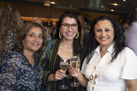 ITV Studios’ Angela Jain (left) and Tessa Matchett, with MultiStory Media’s Ana de Moraes (centre)